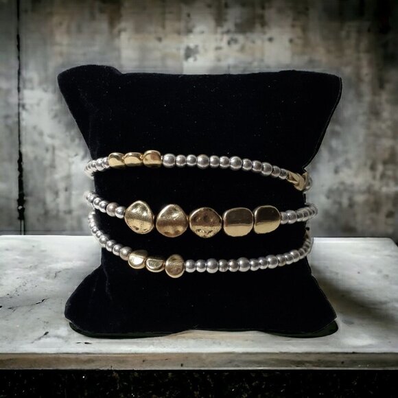 Lucky Brand Mixed Metal Beads Charm Bracelet Luck Shamrock Clover St Patricks - Picture 1 of 15